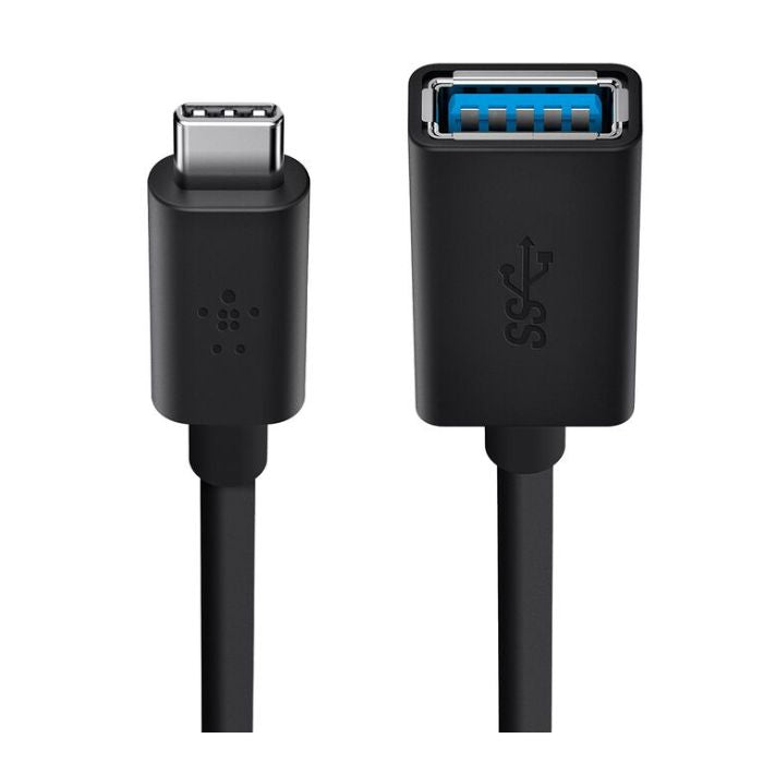 Belkin USB-C 3.0 to USB-A (F) Adapter, Up to 5Gbps Transfer Speeds, Black - F2CU036btBLK