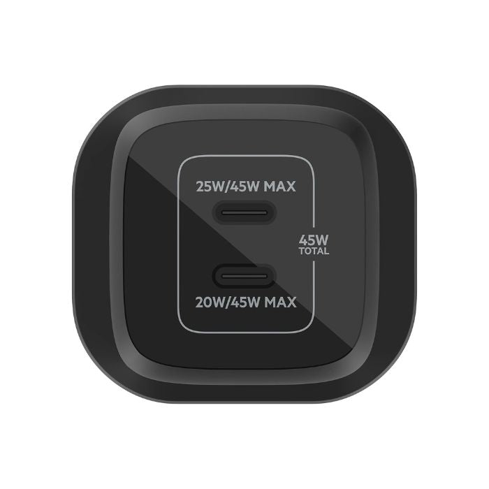 Belkin Boost Charge Pro Dual, USB-C PD GaN Fast Charger, 45Watts, Black - WCH011vfBK