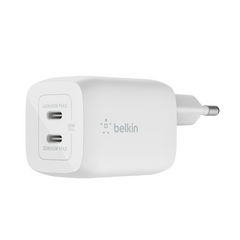 Belkin Boost Charge Pro Dual, USB-C PD GaN Fast Charger, 65Watts, White - WCH013vfWH