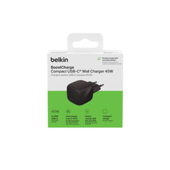 Belkin Cube Wall Charger PD, USB-C, 45Watts, Black - WCA013kqBK