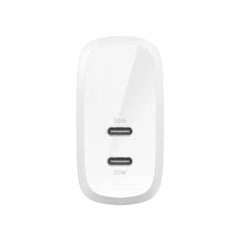 Belkin Wall Charger Boost Charge Dual, 30Watts, USB-C PD, 60Watts, White - WCB010vfWH