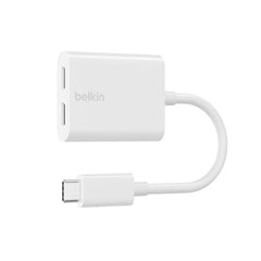 Belkin Connect USB-C Audio + USB-C Charge Adapter, Supports Fast Charging up to 60Watts - F7U081btWH