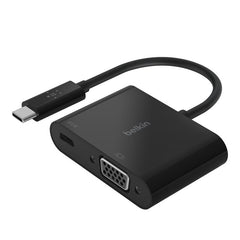 Belkin USB-C to VGA Adapter, Up to 60Watts of Power Delivery, Black - AVC001btBK