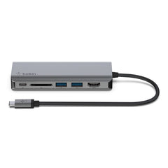 Belkin USB-C Multiport Adapter 6-in-1, 2 x USB A 3.0 (5Gpbs), 1 x HDMI 4k, GbE, 1 x USB, Grey - AVC008btSGY
