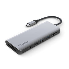 Belkin Connect USB-C 7-in-1 Multiport Hub Adapter-USB-C 3.0, 2x USB-A BC1.2 Ports-4K - AVC009btSGY