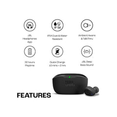 JBL Wave Buds 2 Earbuds, Noise Cancelling, Black - JBLWBUDS2BLK