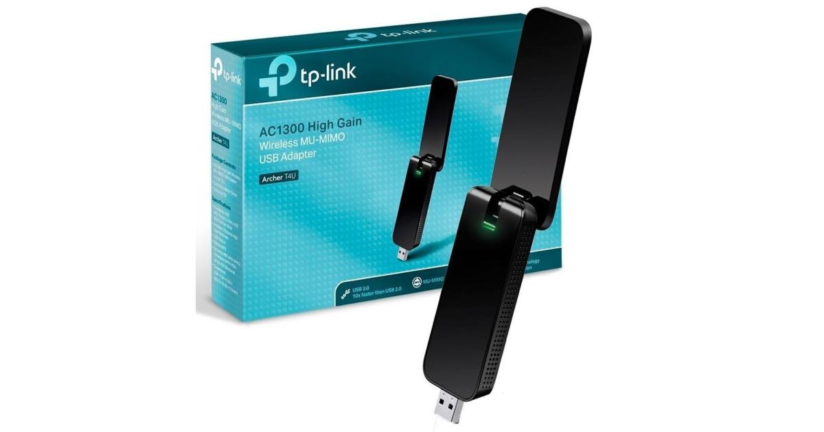 TP-Link AC1300 (Archer T4U) USB Wifi Adapter, Dual Band MU-MIMO Wireless Network Dongle with Foldable High Gain Antenna for PC , Works with Windows and MacOS
