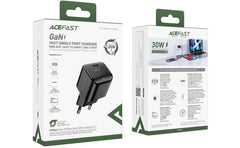 ACEFAST A77 Mini PD 30W GaN Wall Charger Type - C Port Phone Fast Charging Adapter, EU Plug - Black