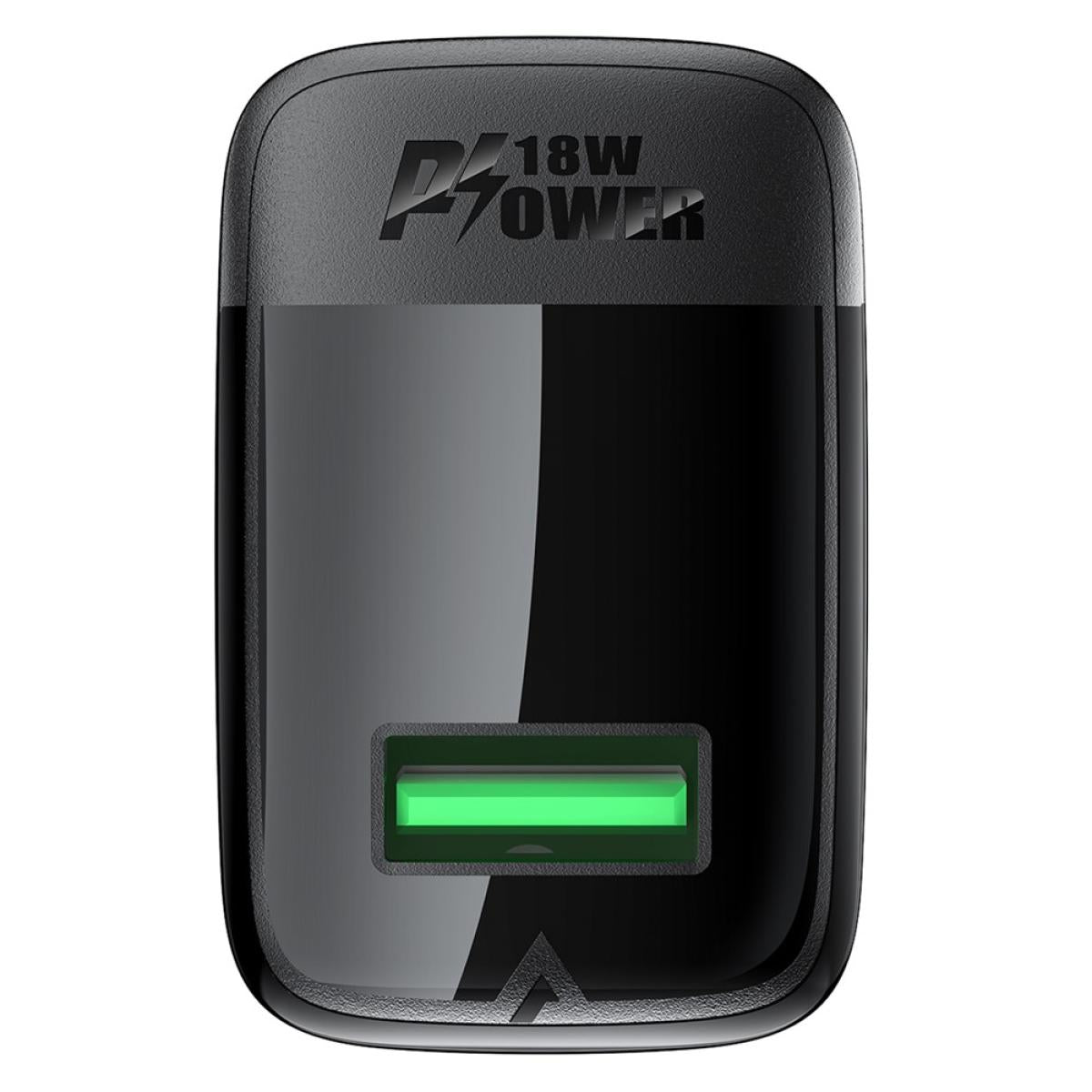 Acefast A90 Gan Wall Charger Qc 18w Single USB A Power Adapter EU Plug Black