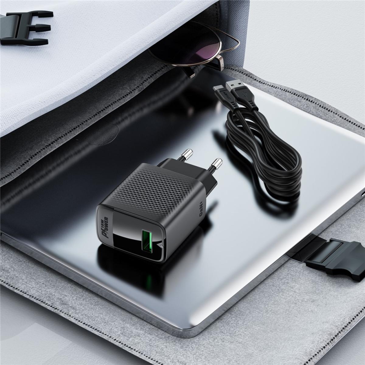 Acefast A90 Gan Wall Charger Qc 18w Single USB A Power Adapter EU Plug Black