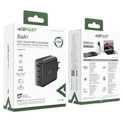 ACEFAST A94 PD 100W GaN Phone Charger 3 Type-C + USB-A Four Ports Power Adapter, EU Plug - Black