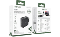 ACEFAST A94 PD 100W GaN Phone Charger 3 Type - C + USB - A Four Ports Power Adapter, EU Plug - Black