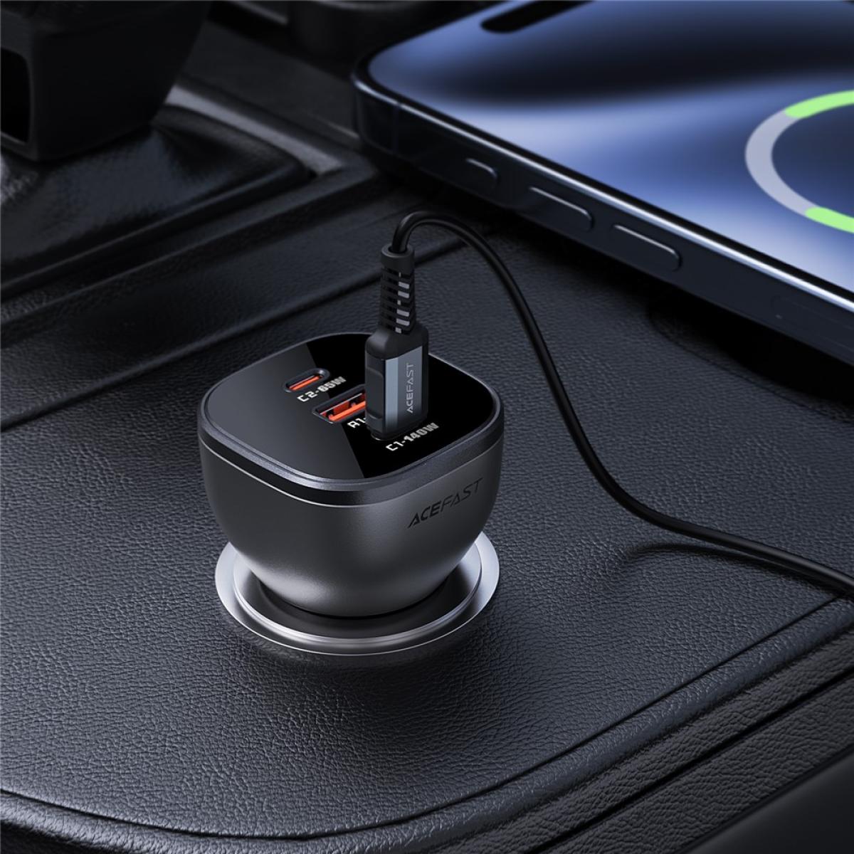 ACEFAST B14 165W USB + Dual Type - C Car Charger Phone Fast Charging Adapter - Black