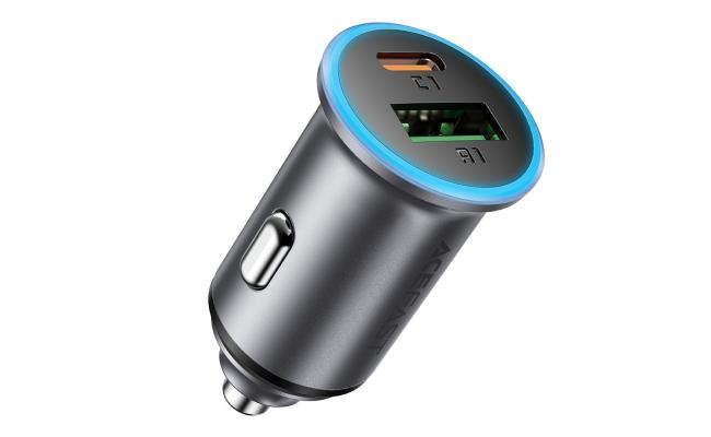 Acefast B15 65w Metal Car Charger Dual Port USB A + USB - C Fast Charging Car Power Adapter Cigarette Lighter Black