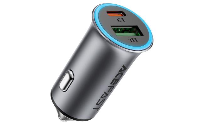 ACEFAST B16 95W Metal Car Charger Dual Port USB - A + USB - C Fast Charging Car Power Adapter Cigarette Lighter - Black