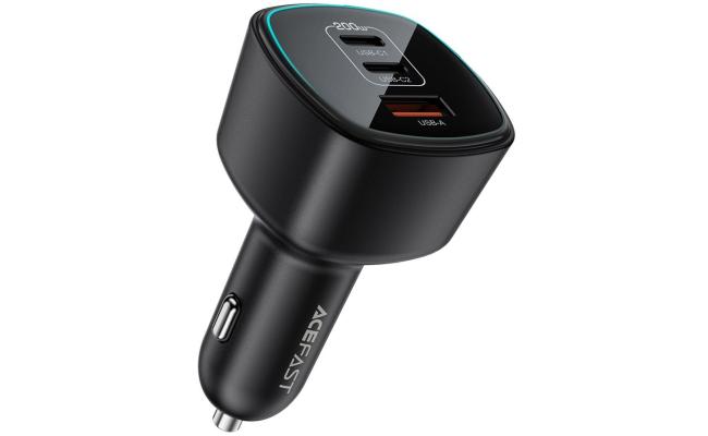 Acefast B18 Car Charger 200w Dual USB - C + USB A Fast Charging Cigarette Lighter Adapter Black