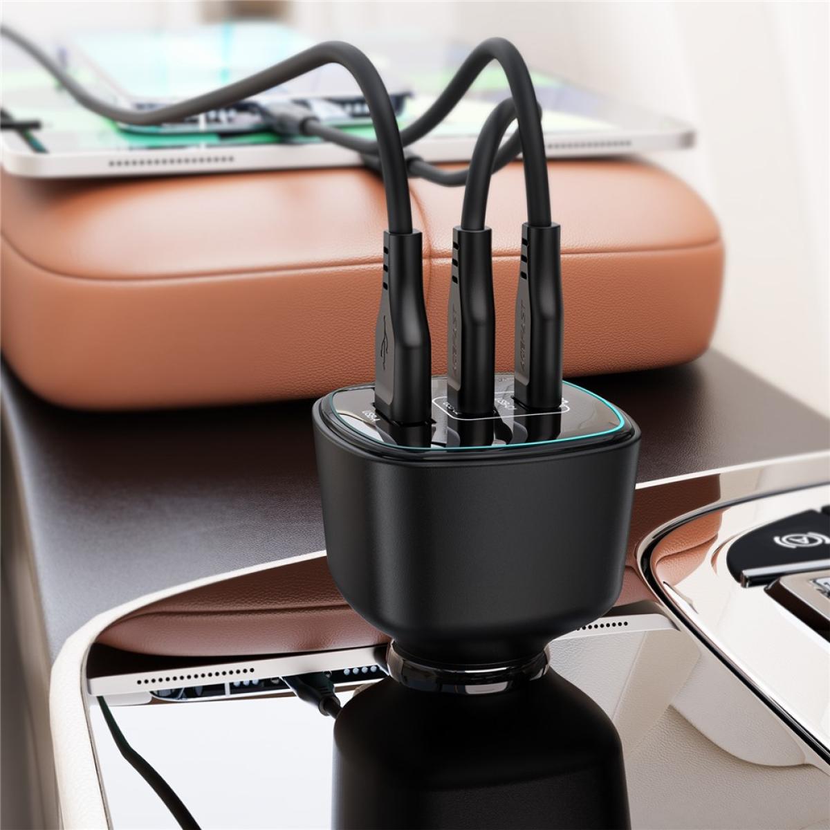 Acefast B18 Car Charger 200w Dual USB - C + USB A Fast Charging Cigarette Lighter Adapter Black