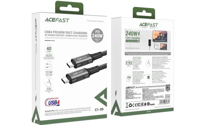 ACEFAST C1 - 09 1 meter PD 240W USB - C to USB - C Cable 40Gbps Data Transfer Cord with Audio / Video Support