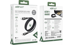 ACEFAST C11 - 03 1.2 meter USB - C to USB - C 60W Fast Charging Cable Magnetic Braided Data Cord - Black