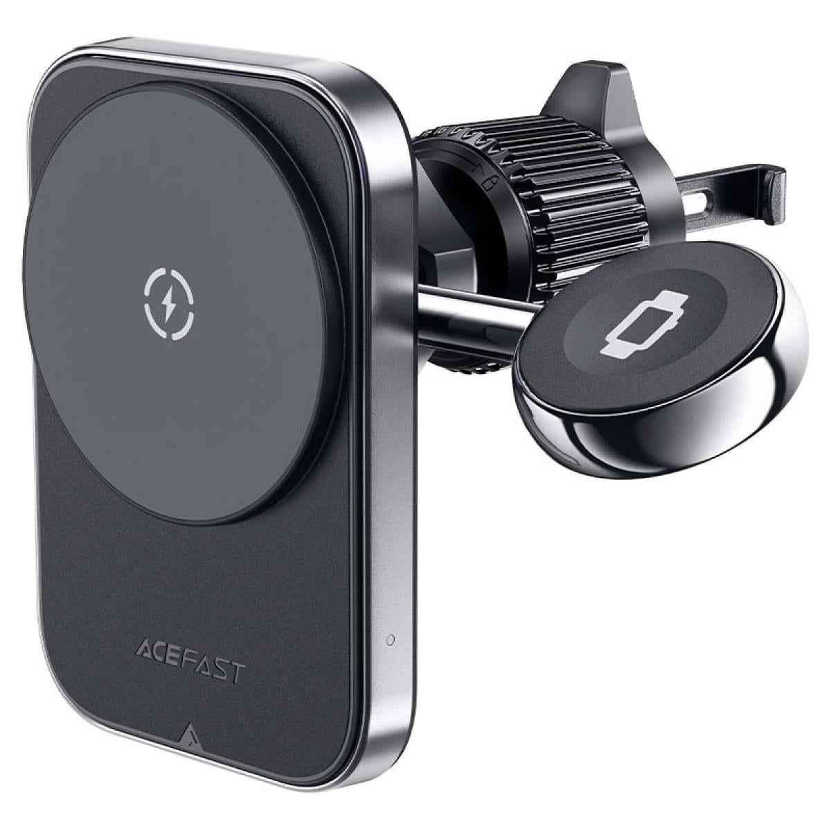 Acefast D18 In Car 2 In 1 Magsafe / Qi Induive Mobile And Iwatch Wireless Charging Car Holder, Convenient, Fast, And Efficient, 2.5w / 5w / 7.5w / 10w / 15w Output Black