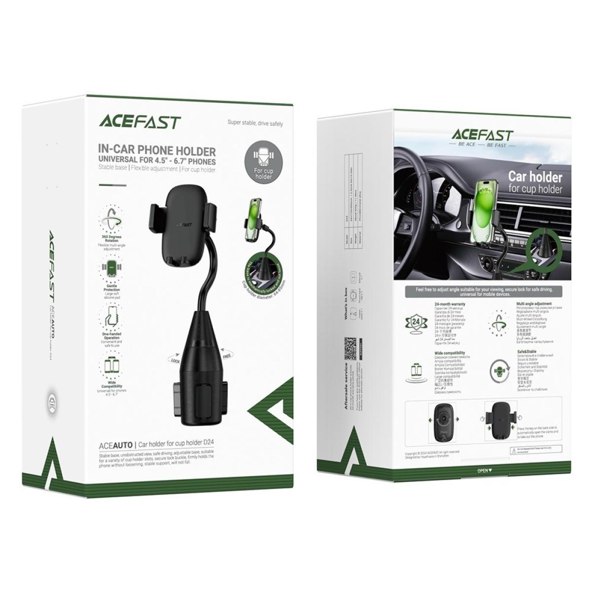 ACEFAST D24 Car Phone Holder Automobile Cup Holder Mount Phone Stand Bracket - Black