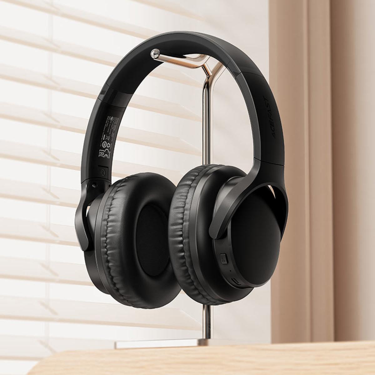 Acefast H10 Wireless Bluetooth 5.4 Over Ear Headphone Low Latency Gaming Earbuds with 40mm Speaker Foldable Music Sports Headphones Black