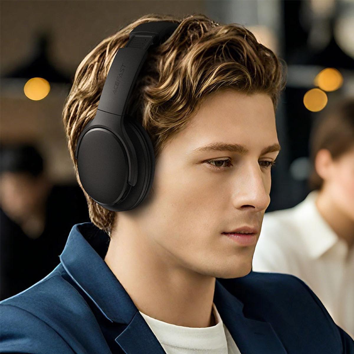 Acefast H10 Wireless Bluetooth 5.4 Over Ear Headphone Low Latency Gaming Earbuds with 40mm Speaker Foldable Music Sports Headphones Black