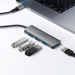 ACEFAST J15 4 in 1 USB-C Hub 5Gbps High Speed Data Transfer USB 3.0 Docking Station Plug and Play - Gray