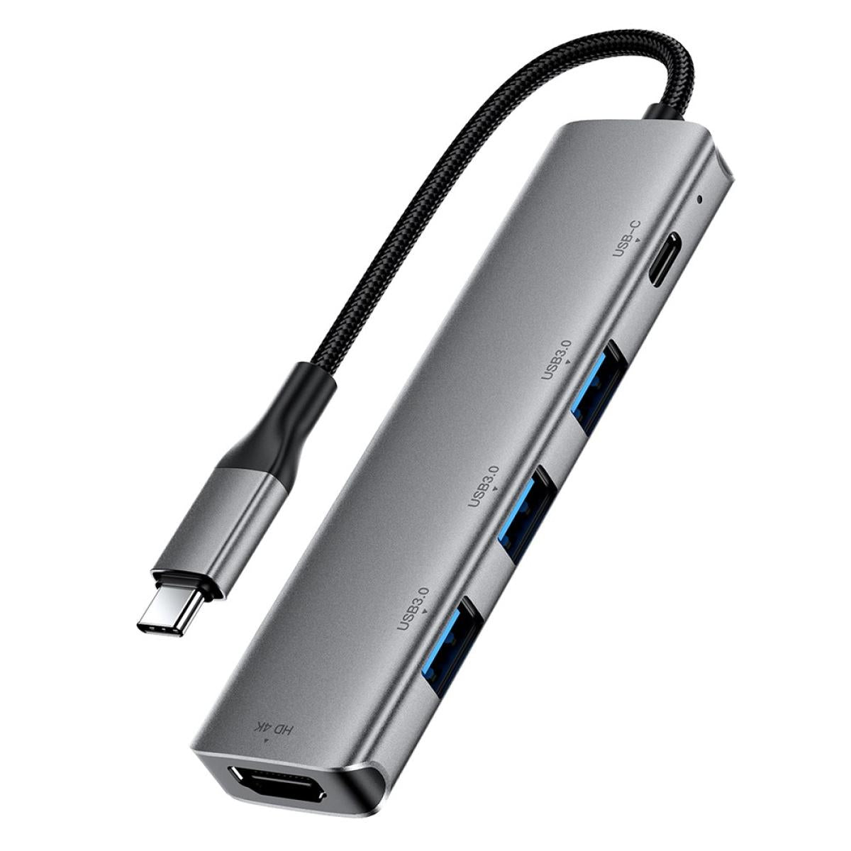Acefast J16 5 In 1 Usb C Hub 4k Hd Pd 90w Fast Charging 5gbps Data Transfer Docking Station Gray