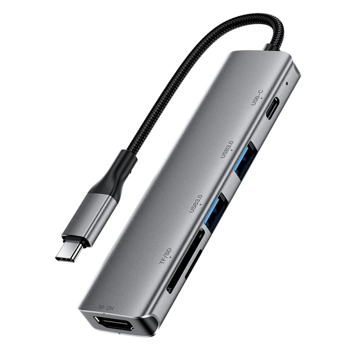 ACEFAST J18 6 in 1 USB-C Hub HDMI 4K 60Hz HD PD 90W Fast Charge Docking Station with SD / TF Card Slot - Gray