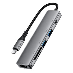 ACEFAST J18 6 in 1 USB-C Hub HDMI 4K 60Hz HD PD 90W Fast Charge Docking Station with SD / TF Card Slot - Gray