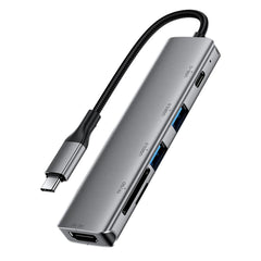 Acefast J18 6 In 1 Usb C Hub Hdmi 4k 60hz Hd Pd 90w Fast Charge Docking Station With Sd / Tf Card Slot Gray
