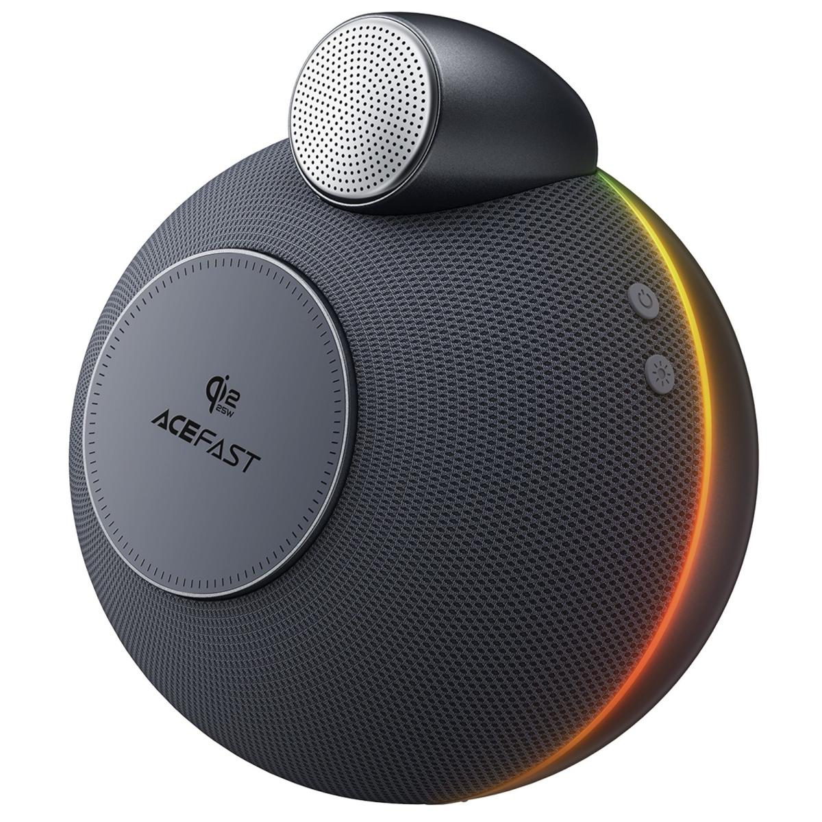 ACEFAST K10 Speaker with Two wireless charging 25W & 3W, 25W Speaker Peak Power, BT v5.4, TWS Connection, up to 10 hours - Black