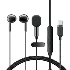 ACEFAST L12 USB-C Semi In-Ear Karaoke Wired Earphones Built-In Microphone for Live Streaming / Recording / Gaming - Black