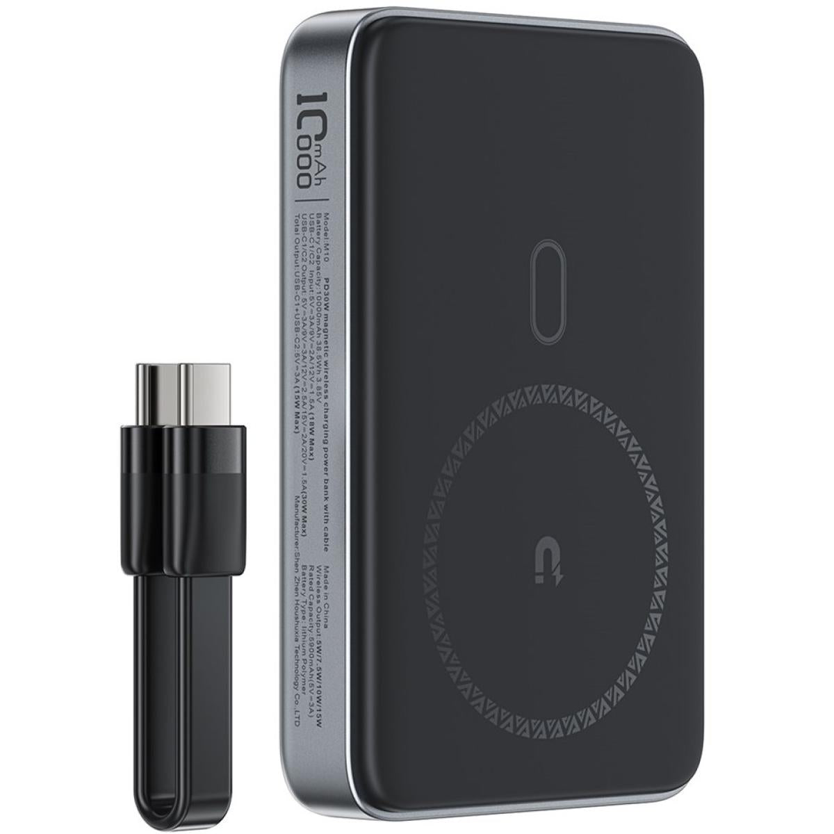 ACEFAST M10 PD 30W 10000mAh Power Bank 15W Magnetic Wireless Charging Battery - Black