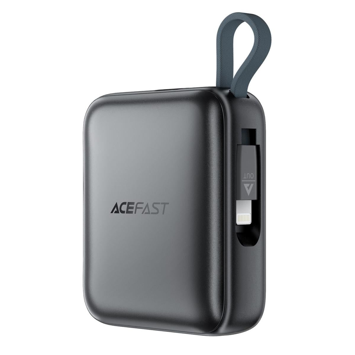 Acefast M23 Power Bank 10000mah Built In Dual Cables 22.5w Fast Charging Portable Charger Black