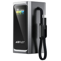 ACEFAST M33 1.96 Inch TFT Display 20000mAh Power Bank 100W Fast Charging Portable Charger Built-in Type-C Cable - Metal Grey