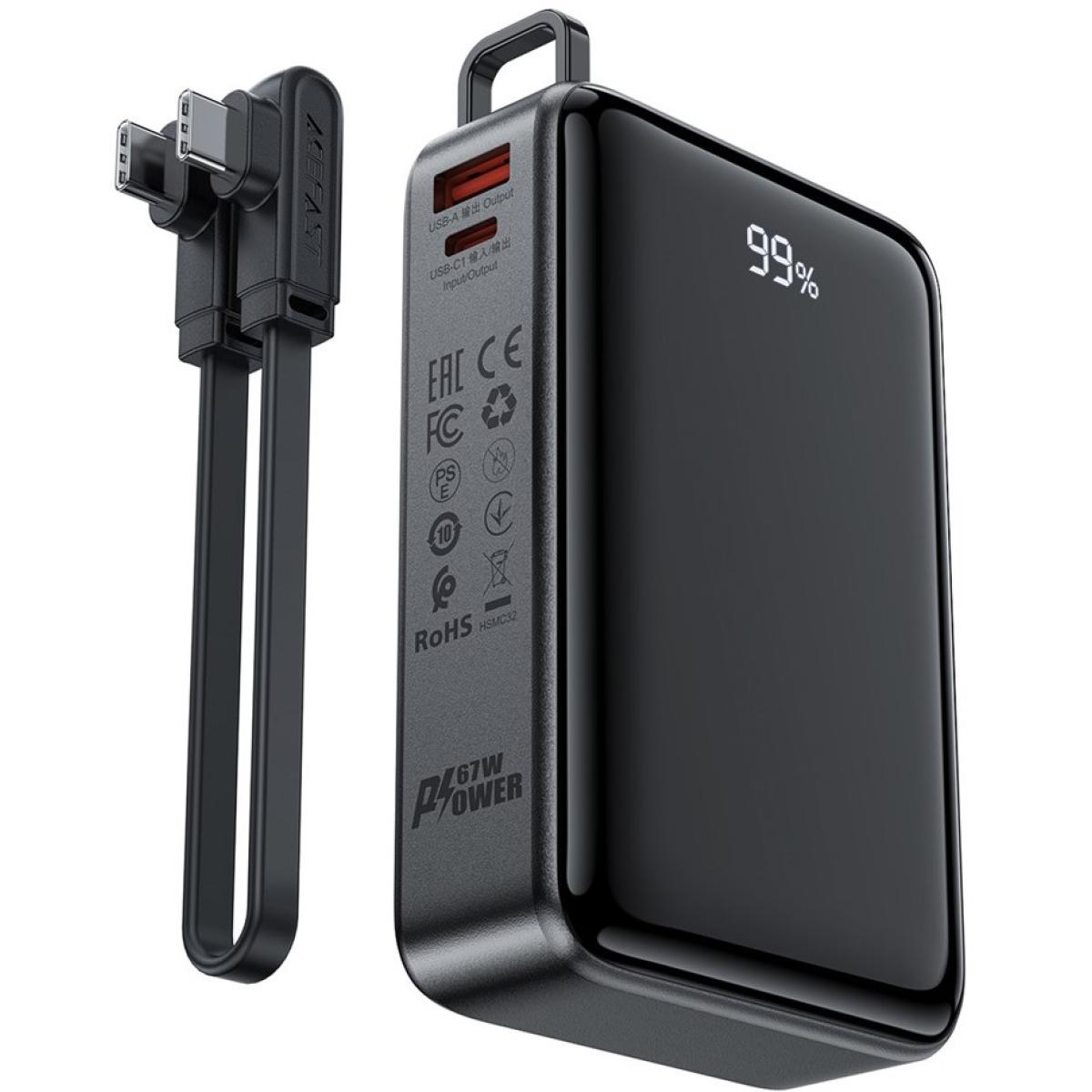 ACEFAST M4 PD 67W Fast Charging 20000mAh Li-Polymer Power Bank with 100W Type-C to Type-C Cable - Black ACEFAST M4 PD 67W Fast Charging 20000mAh Li-Polymer Power Bank with 100W Type-C to Type-C Cable - Black