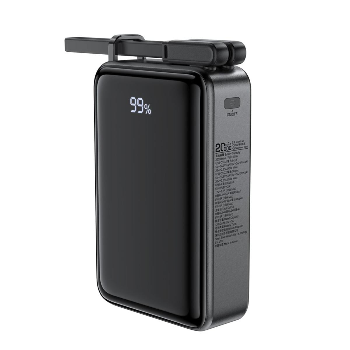 ACEFAST M4 PD 67W Fast Charging 20000mAh Li-Polymer Power Bank with 100W Type-C to Type-C Cable - Black ACEFAST M4 PD 67W Fast Charging 20000mAh Li-Polymer Power Bank with 100W Type-C to Type-C Cable - Black