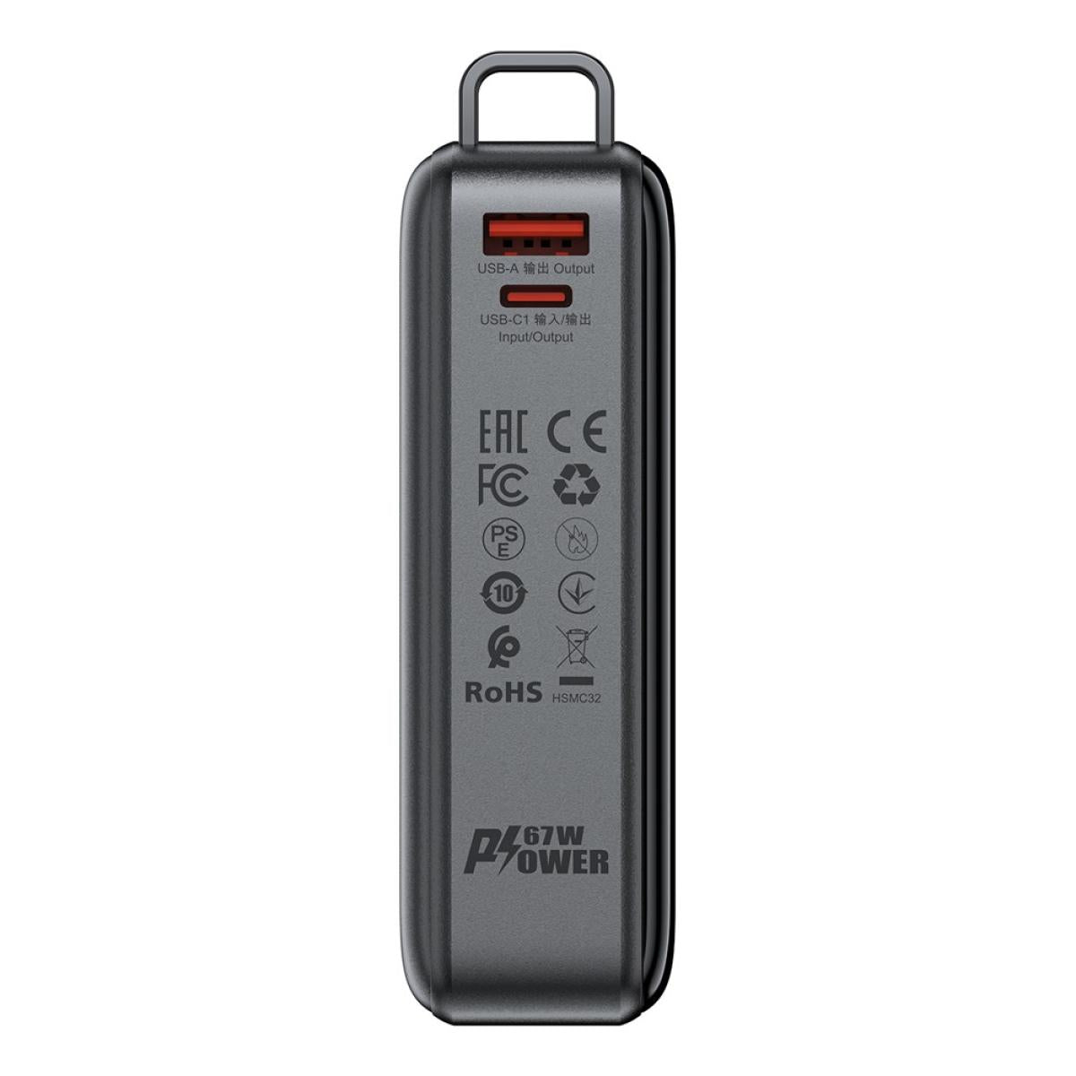 ACEFAST M4 PD 67W Fast Charging 20000mAh Li-Polymer Power Bank with 100W Type-C to Type-C Cable - Black ACEFAST M4 PD 67W Fast Charging 20000mAh Li-Polymer Power Bank with 100W Type-C to Type-C Cable - Black