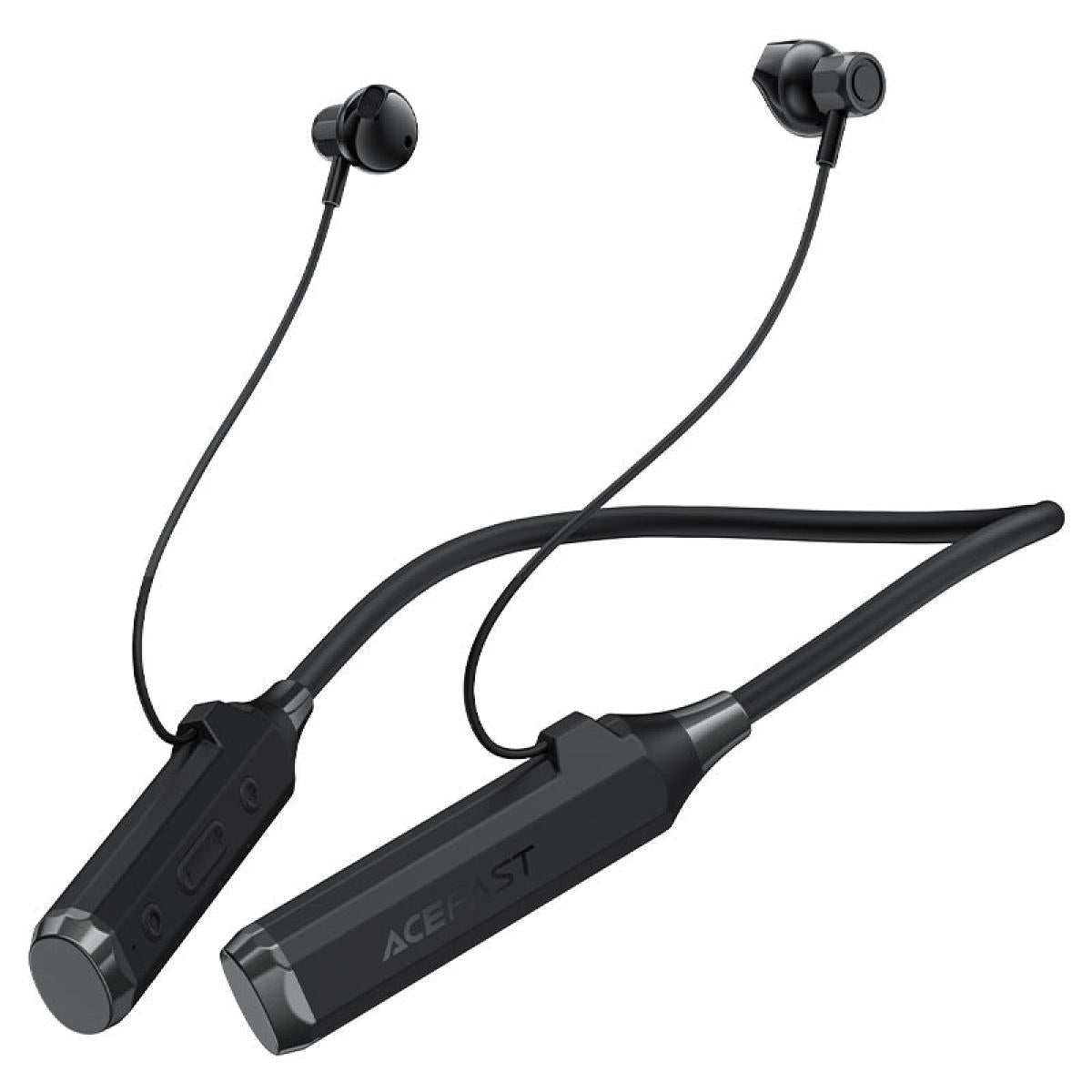 Acefast N6 Bluetooth 5.4 Wireless Neckband Earphones 120h Music Time In Ear Magnetic Sport Earbuds Game Low Latency Supoort Tf Card Black