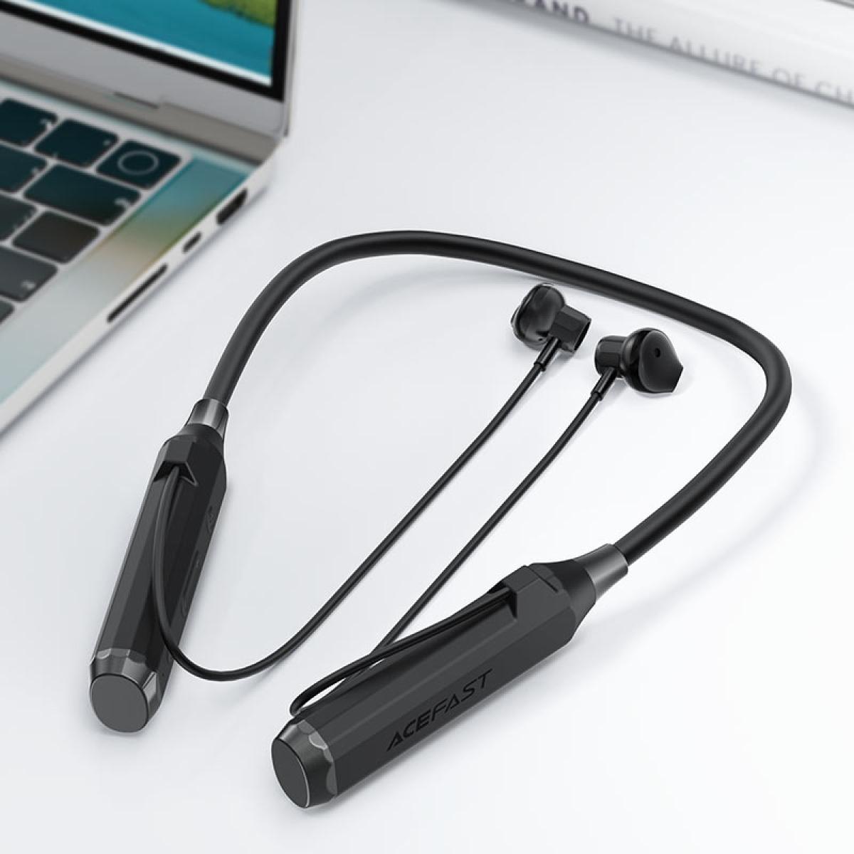 Acefast N6 Bluetooth 5.4 Wireless Neckband Earphones 120h Music Time In Ear Magnetic Sport Earbuds Game Low Latency Supoort Tf Card Black