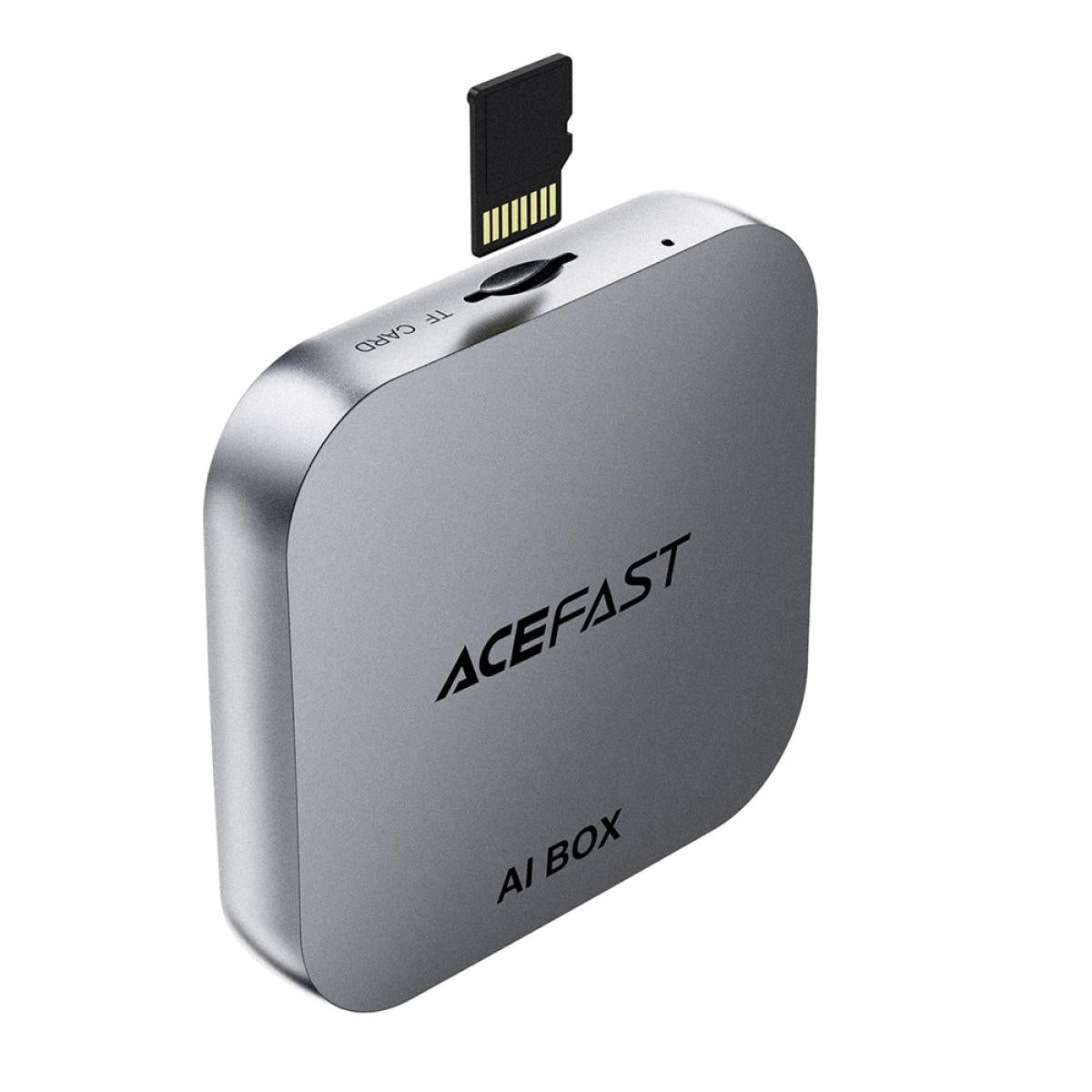 ACEFAST QC2 AI Box Car Play Wireless Adapter with TF Card Slot for Car Play / Android Auto Wire to Wireless Converter - Metal Gray