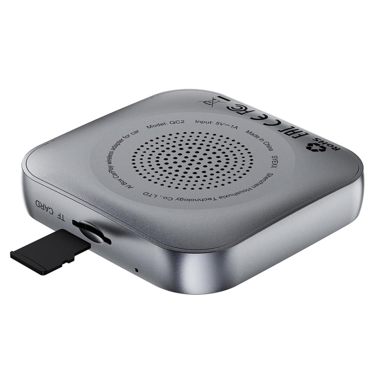 ACEFAST QC2 AI Box Car Play Wireless Adapter with TF Card Slot for Car Play / Android Auto Wire to Wireless Converter - Metal Gray