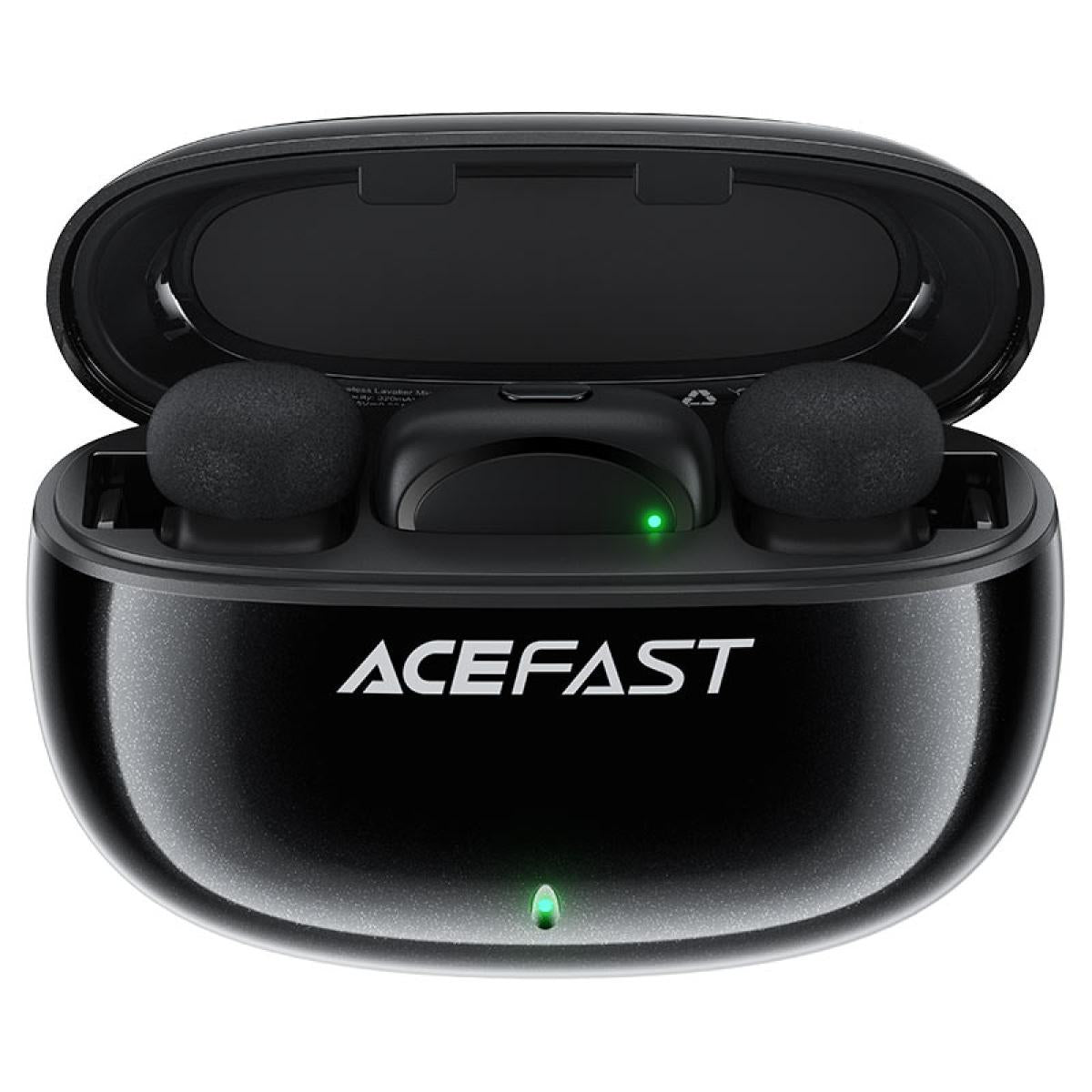 ACEFAST R2 Wireless Lavalier Dual Microphone for iPhone Android USB - C AI Noise Reduction Low Latency Lossless Sound Mics - Black