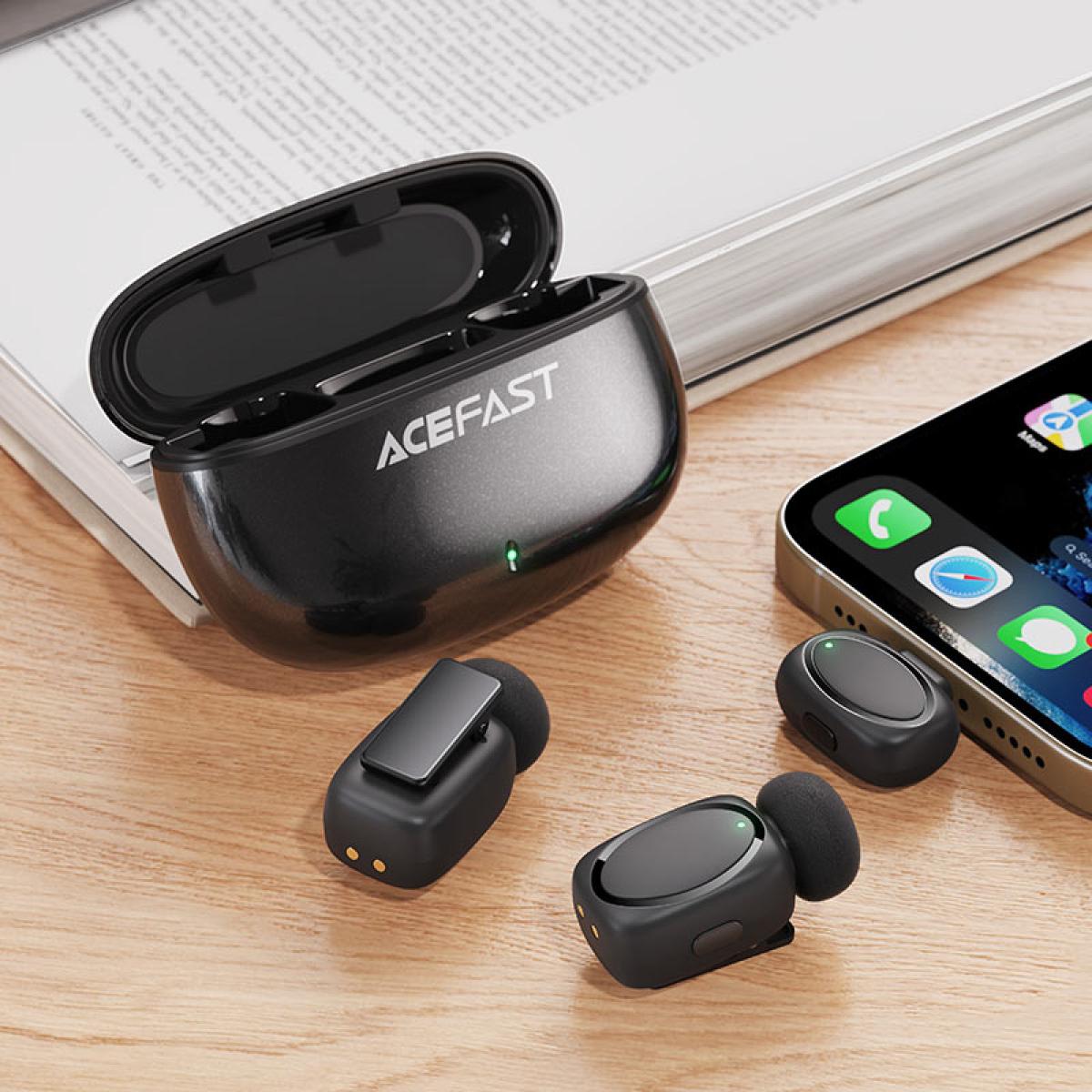 ACEFAST R2 Wireless Lavalier Dual Microphone for iPhone Android USB - C AI Noise Reduction Low Latency Lossless Sound Mics - Black