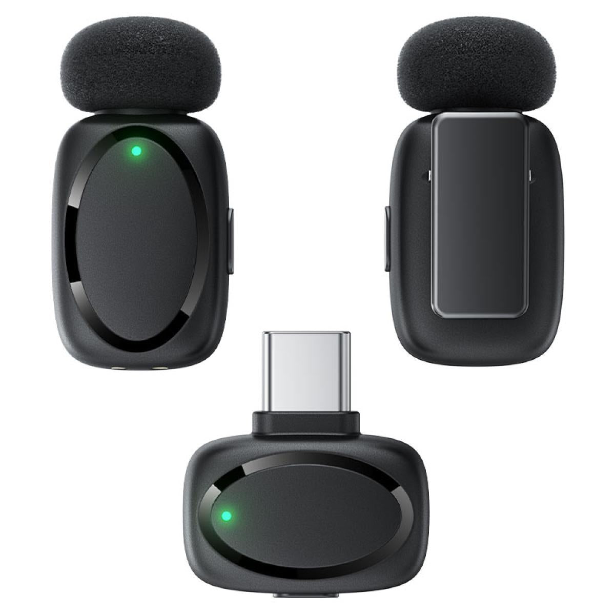 ACEFAST R2 Wireless Lavalier Dual Microphone for iPhone Android USB - C AI Noise Reduction Low Latency Lossless Sound Mics - Black