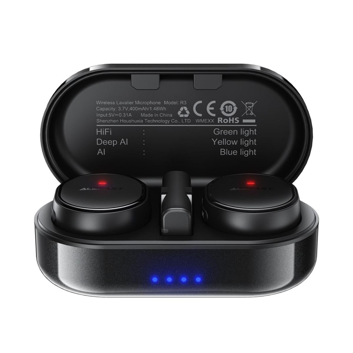 ACEFAST R3 Wireless Lavalier Microphone Omnidirectional Low Latency Noise Reduction Mic - Back