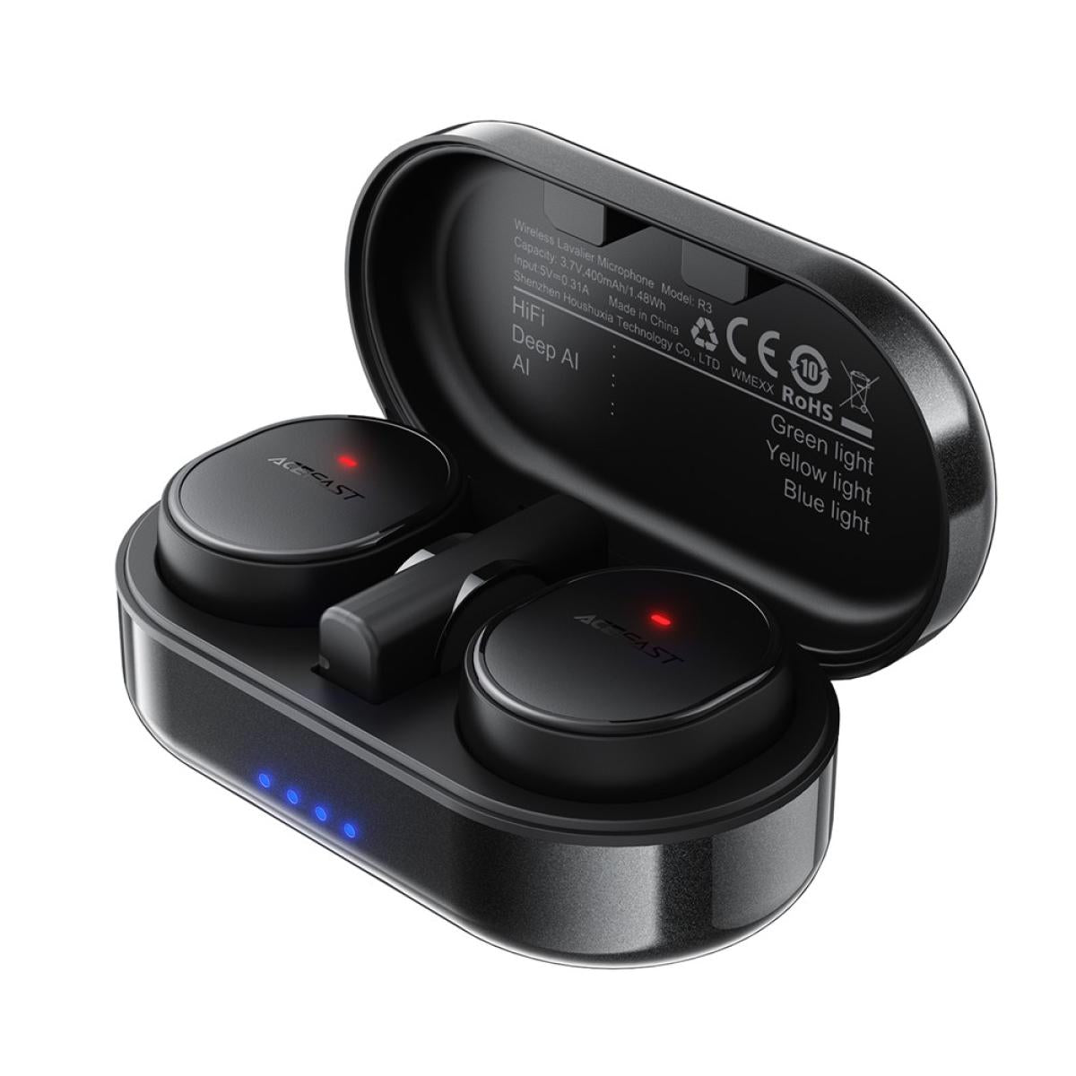 ACEFAST R3 Wireless Lavalier Microphone Omnidirectional Low Latency Noise Reduction Mic - Back