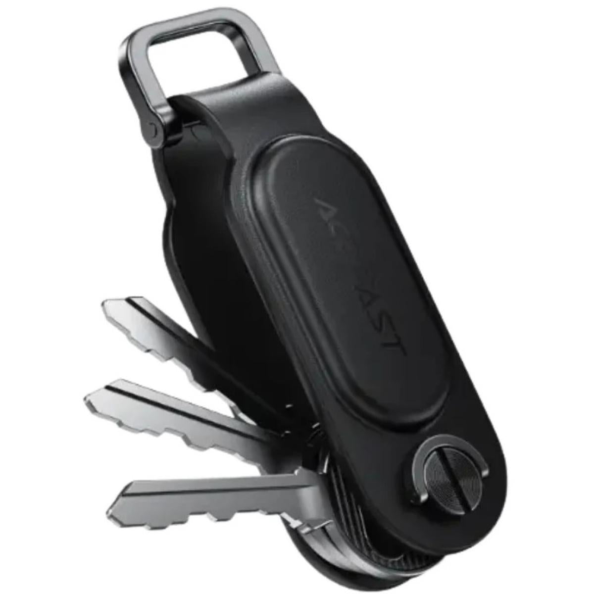 ACEFAST S4 Keychain Tracker - Apple Find My Anti - Loss Alerts Anti - Tracking PU Leather Share with 5 Devices - Black